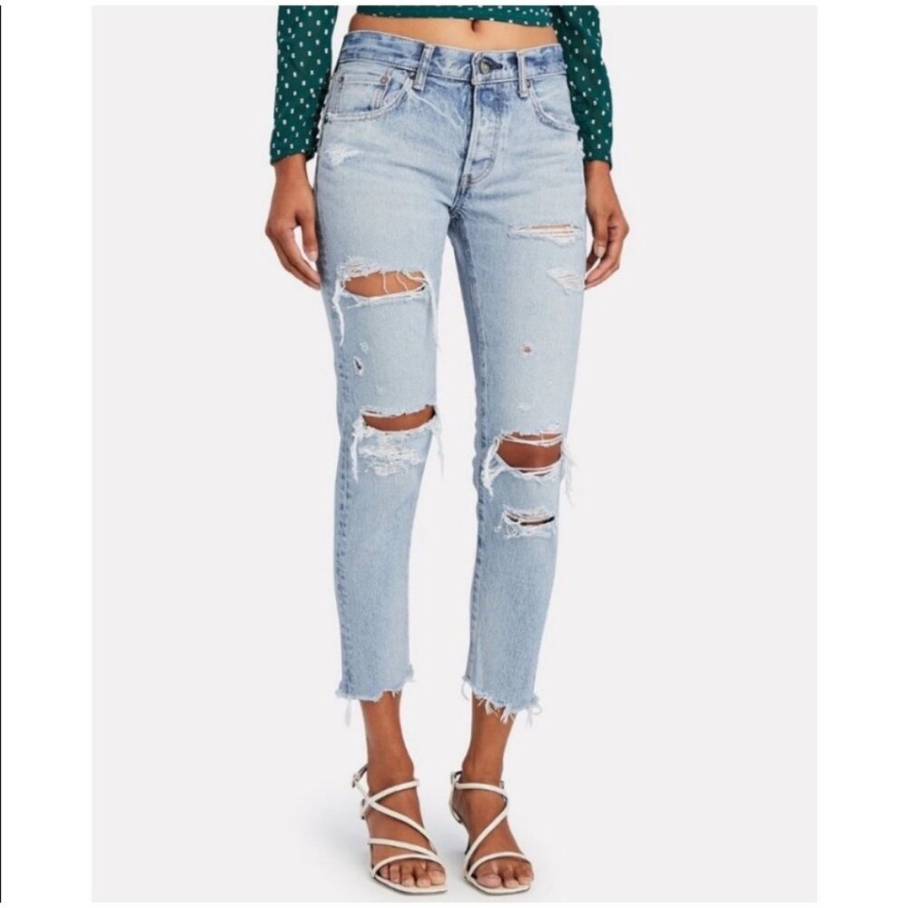 Moussy Vintage Creston Distressed Tapered Leg Jeans 30